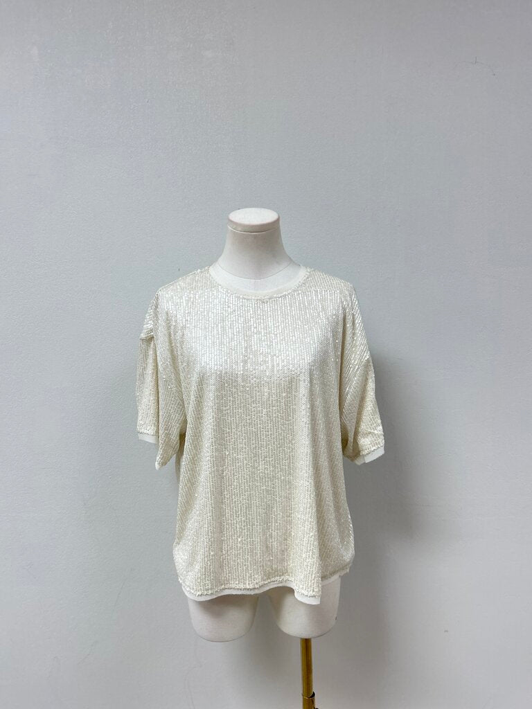 Evereve Ivory Sequin Tee