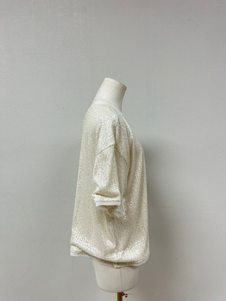 Evereve Ivory Sequin Tee