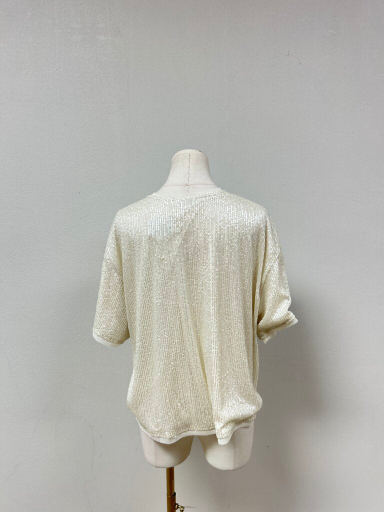 Evereve Ivory Sequin Tee
