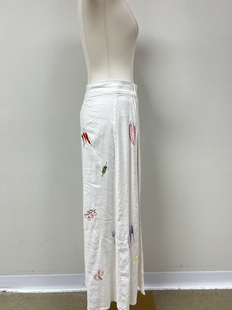 Maeve White Embroidered Maxi Skirt