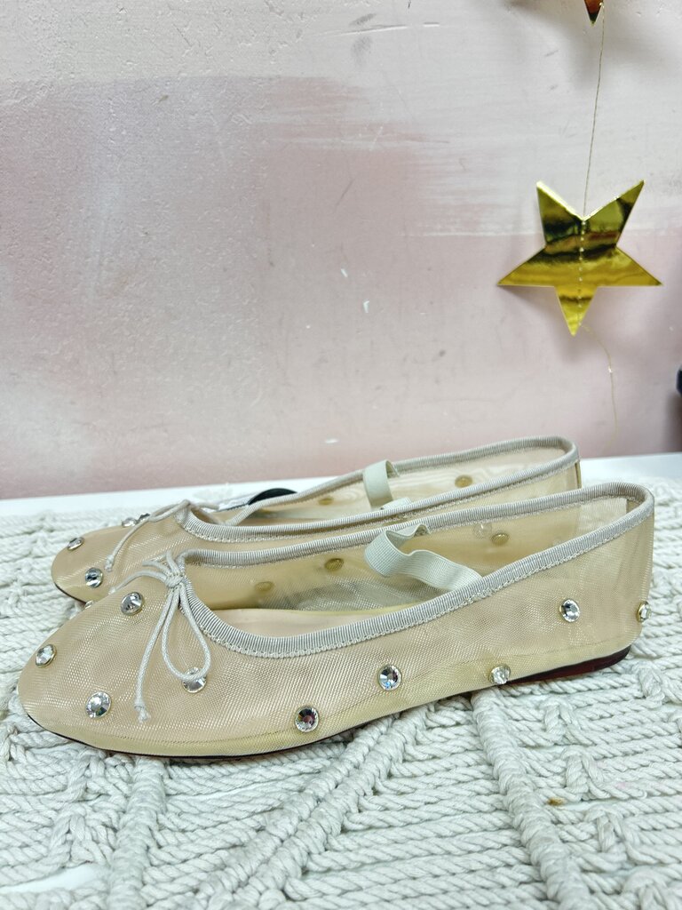 Loeffler Randal Cream Crystal Ballet Flat