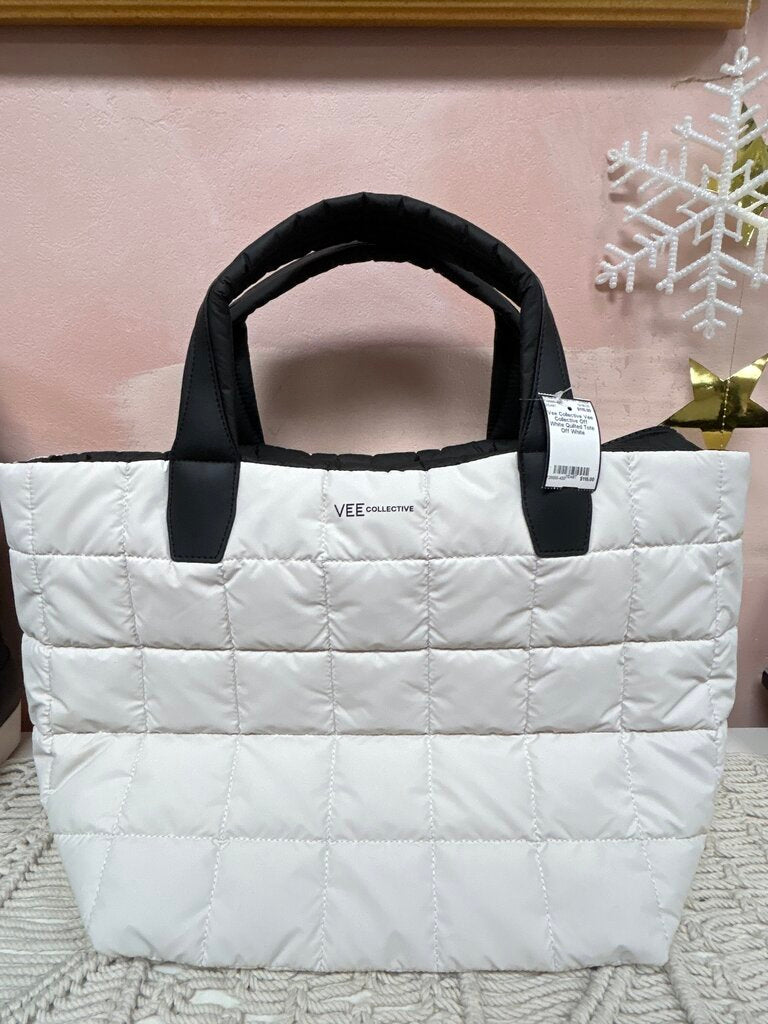 Vee Collective Off White Quilted Tote
