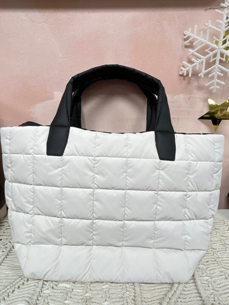 Vee Collective Off White Quilted Tote