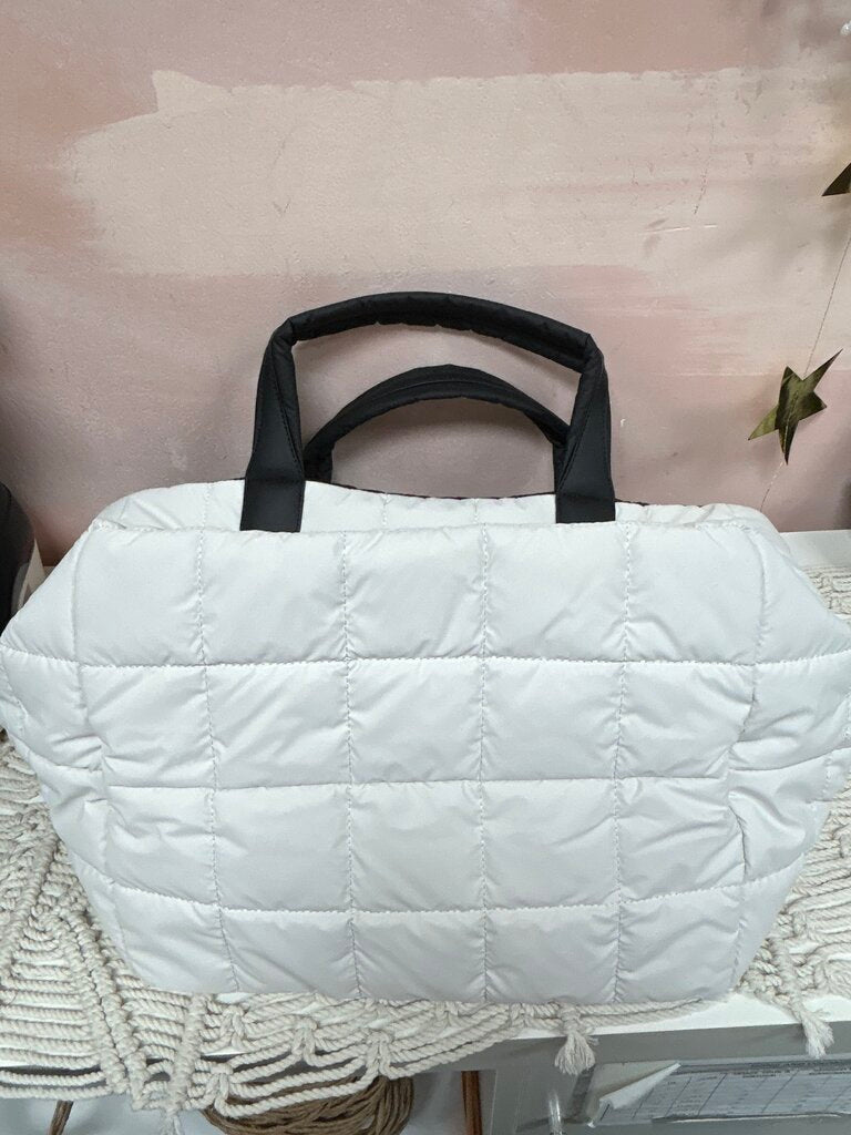 Vee Collective Off White Quilted Tote