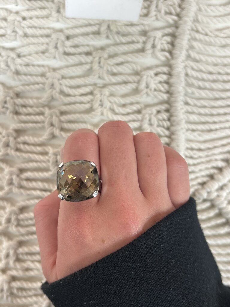 Swarovski Brown Cushion Cut Cocktail Ring