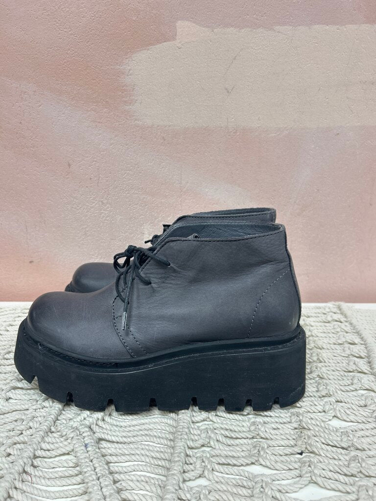 Lofina Black Lace Platform Lug Sole Shoe