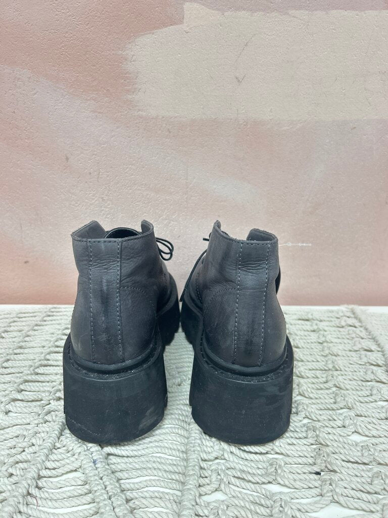 Lofina Black Lace Platform Lug Sole Shoe