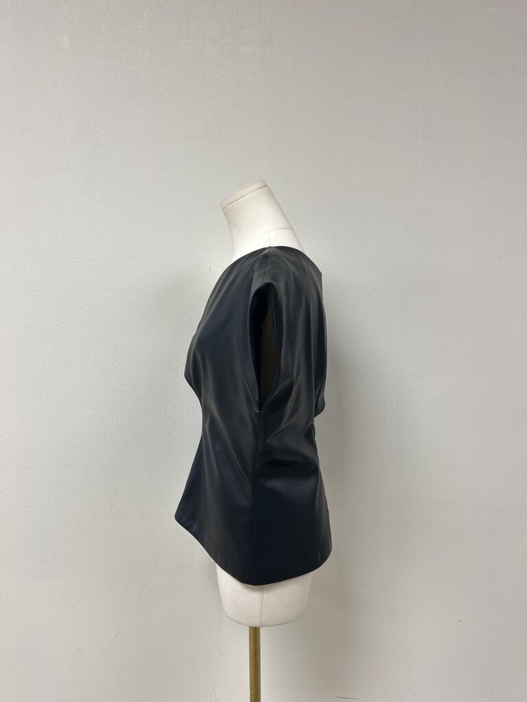 rag & bone Black Faux Leather Off the Shoulder Top