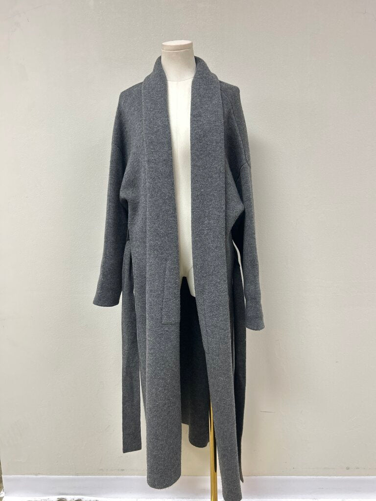 Naadam Charcoal Grey Belted Knit Coat