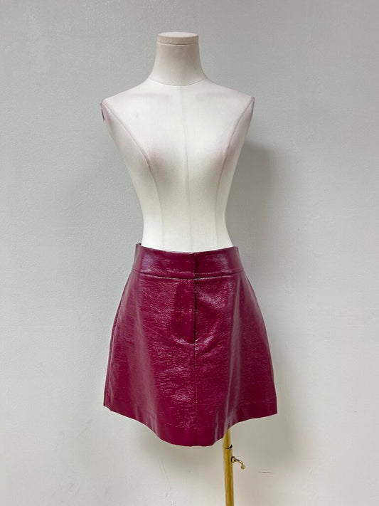 & Other Stories Burgundy Patent Mini Skirt