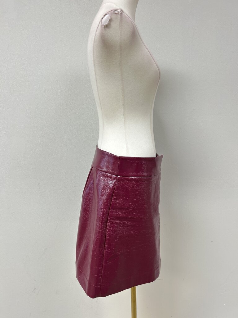 & Other Stories Burgundy Patent Mini Skirt