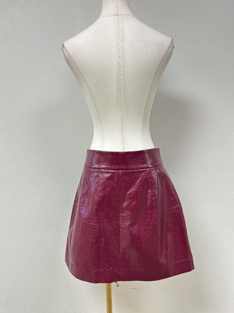 & Other Stories Burgundy Patent Mini Skirt