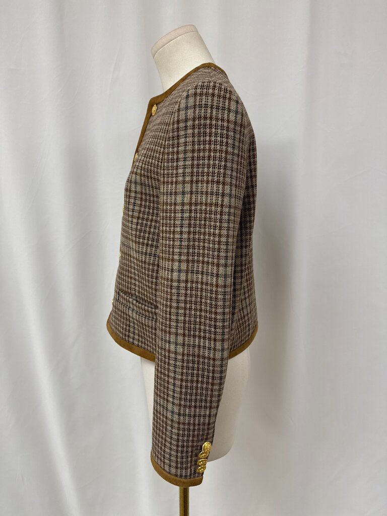 Celine Brown Houndstooth Chasseur Jacket (Orig $4200)