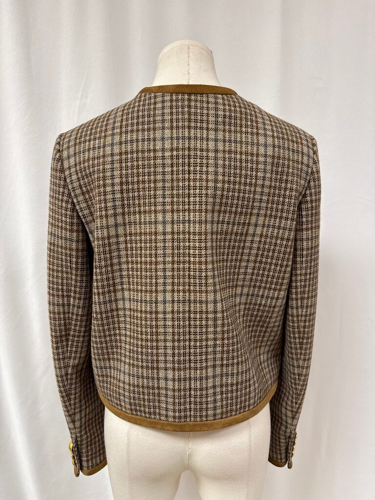 Celine Brown Houndstooth Chasseur Jacket (Orig $4200)