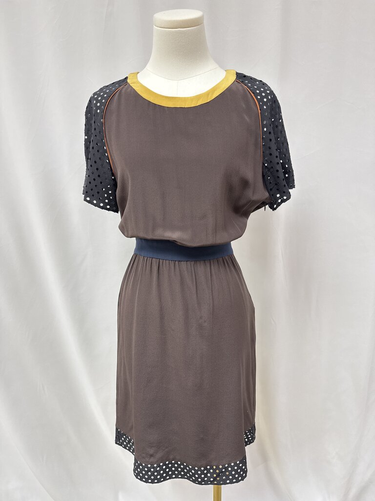 Miu Miu Brown Silk Contrast Dress