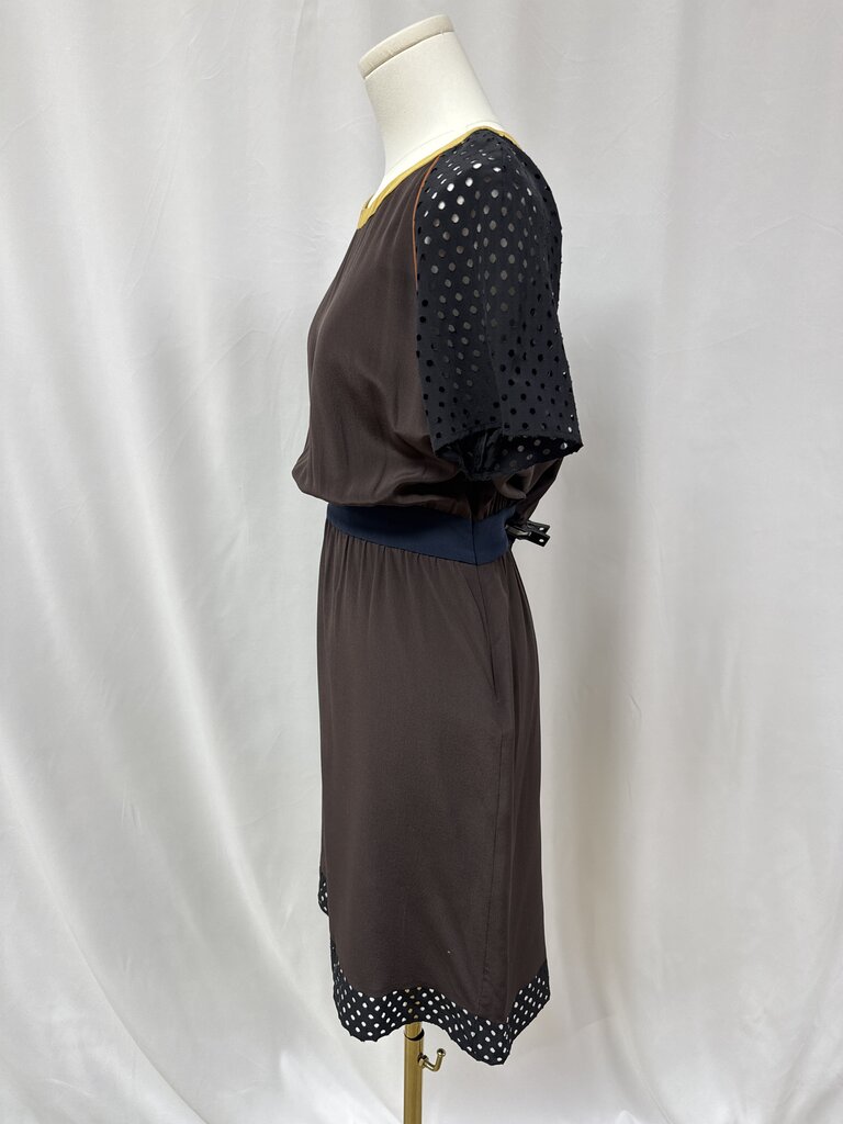 Miu Miu Brown Silk Contrast Dress