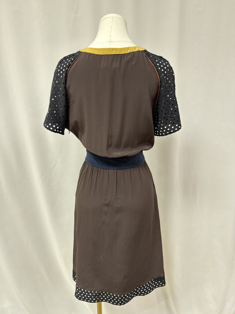 Miu Miu Brown Silk Contrast Dress