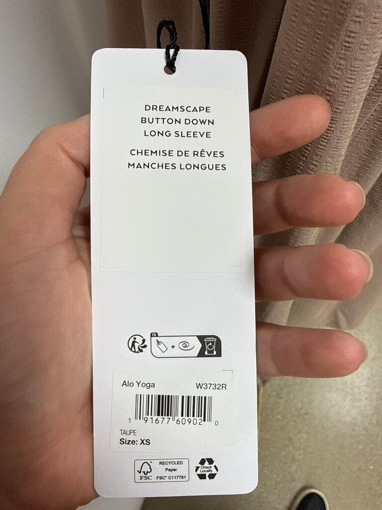 Alo Taupe Button Down NWT