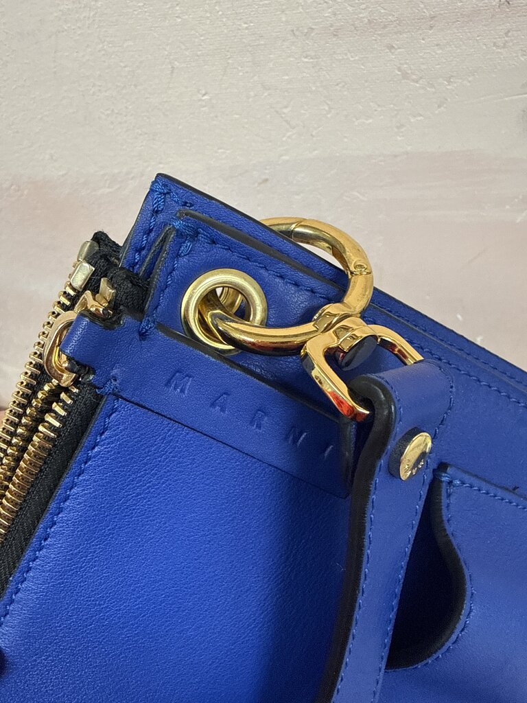 Marni Cobalt Leather Bandolier Crossbody