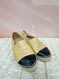 Chanel Tan Interlocking Leather Espadrille