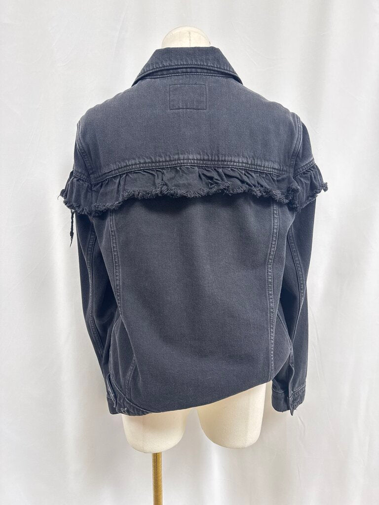 Paige Black Denim Ruffle Jacket