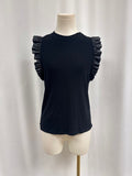 Melissa Nepton Black Ribbed Ruffle Tank