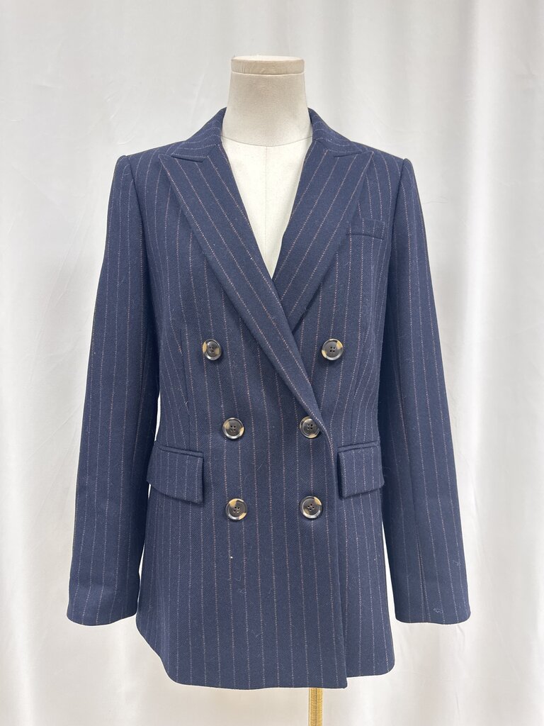 Veronica Beard Blue Pinstripe Wool Blazer