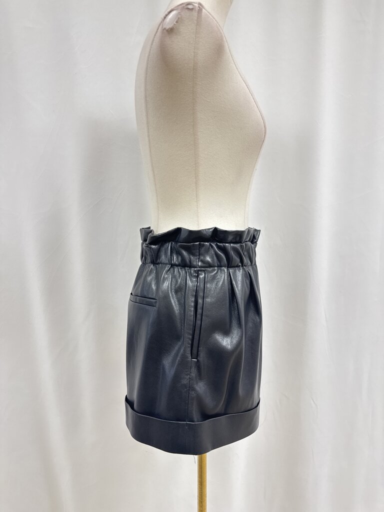 alice + olivia Black Faux Leather Cuffed Shorts