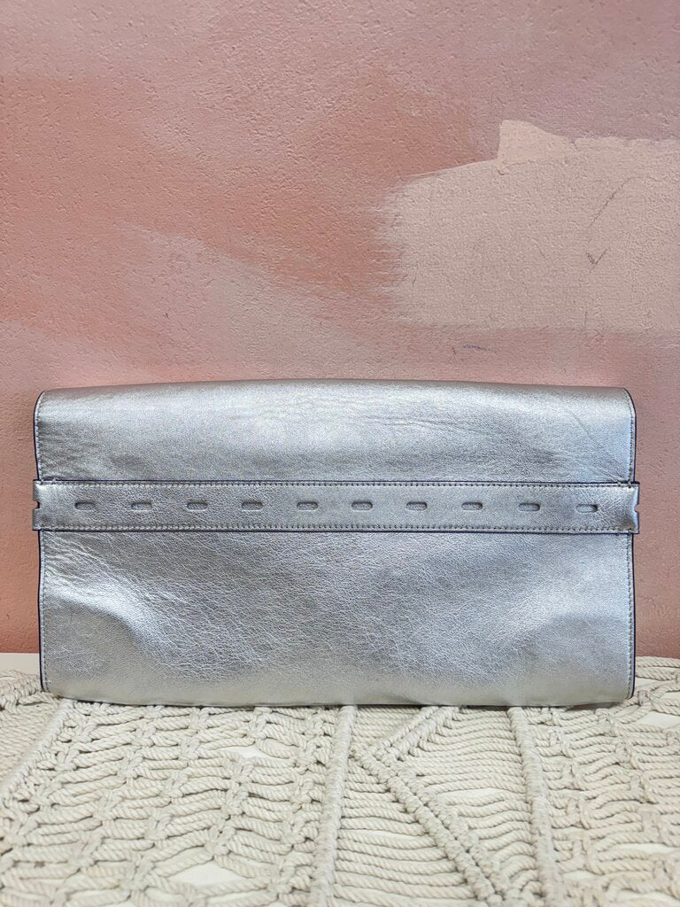 rag & bone Silver Oversized Envelope Clutch