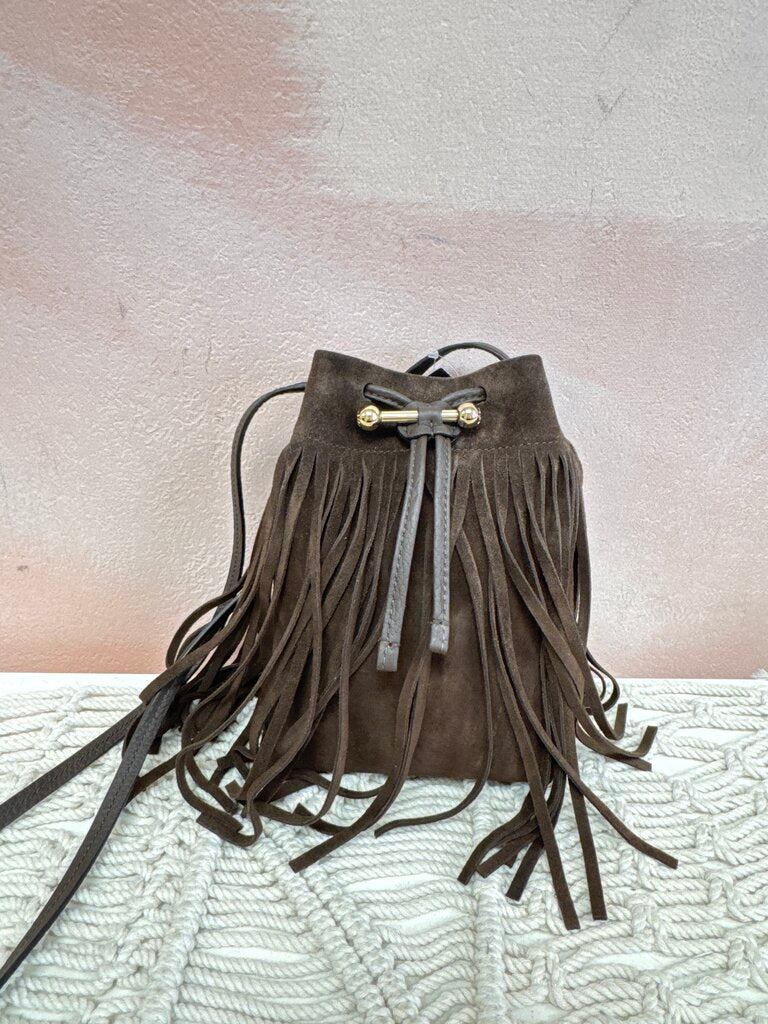 Strathberry x Cinq a Sept Brown Suede Fringe Crossbody w/BOx