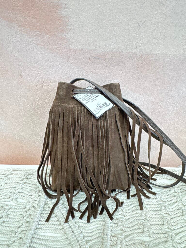 Strathberry x Cinq a Sept Brown Suede Fringe Crossbody w/BOx