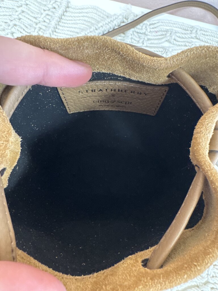 Strathberry x Cinq a Sept Camel Suede Fringe Crossbody w/BOx