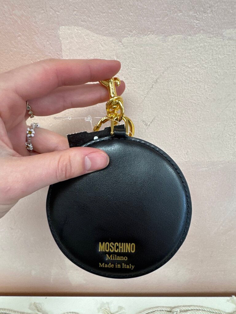 Moschino Big Heart Leather Keychain w/Bag