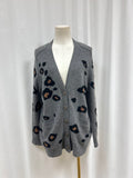 360 Cashmere Grey Animal Print Cardigan