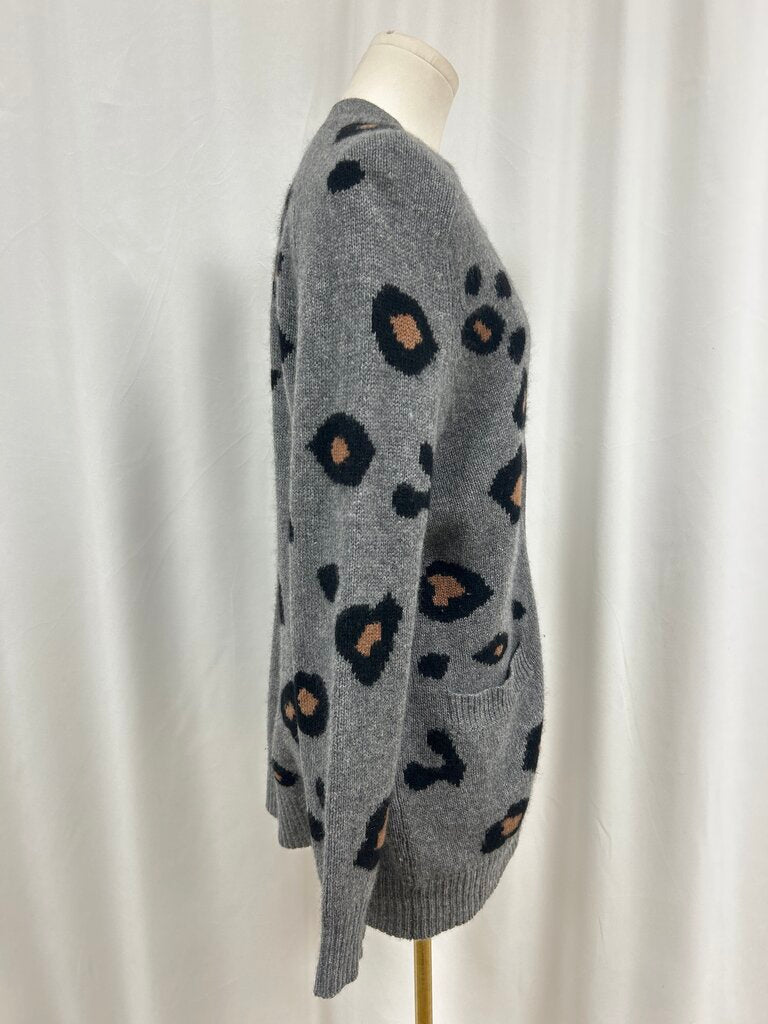 360 Cashmere Grey Animal Print Cardigan