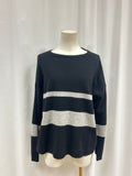 The Cashmere Project Black Striped Crewneck