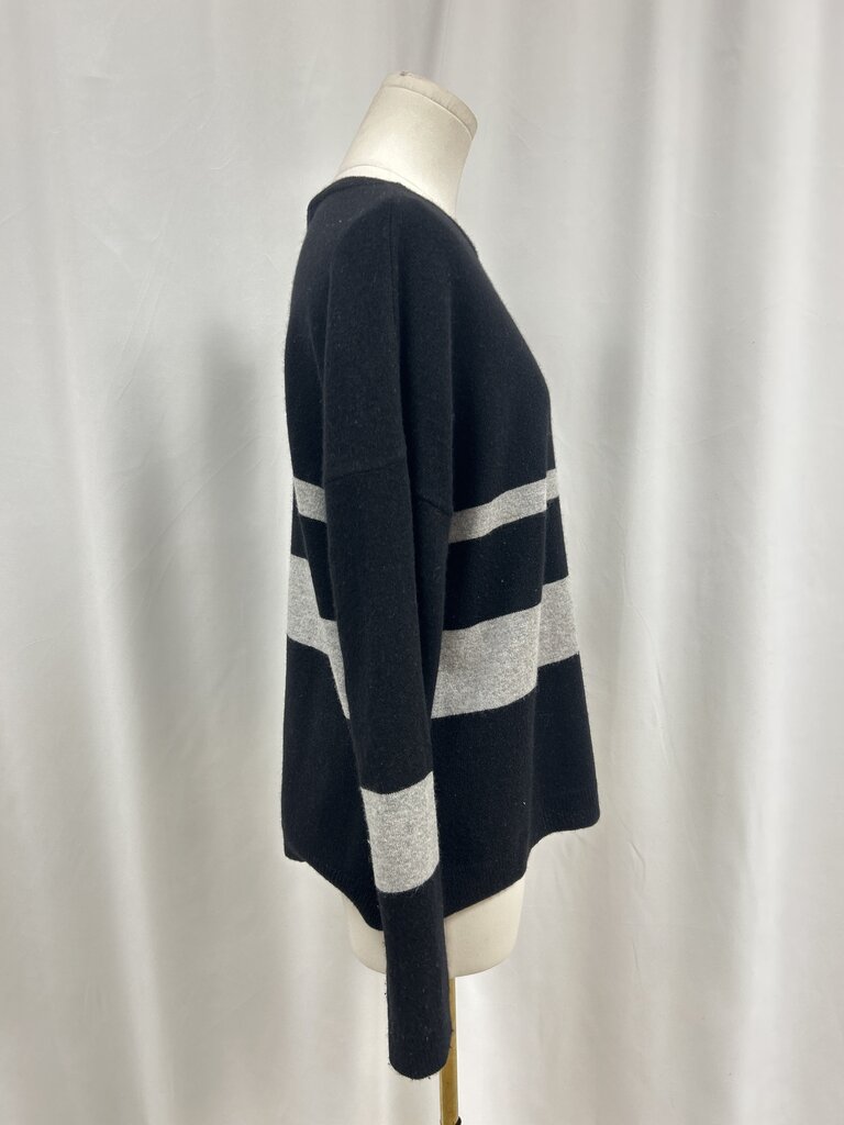 The Cashmere Project Black Striped Crewneck