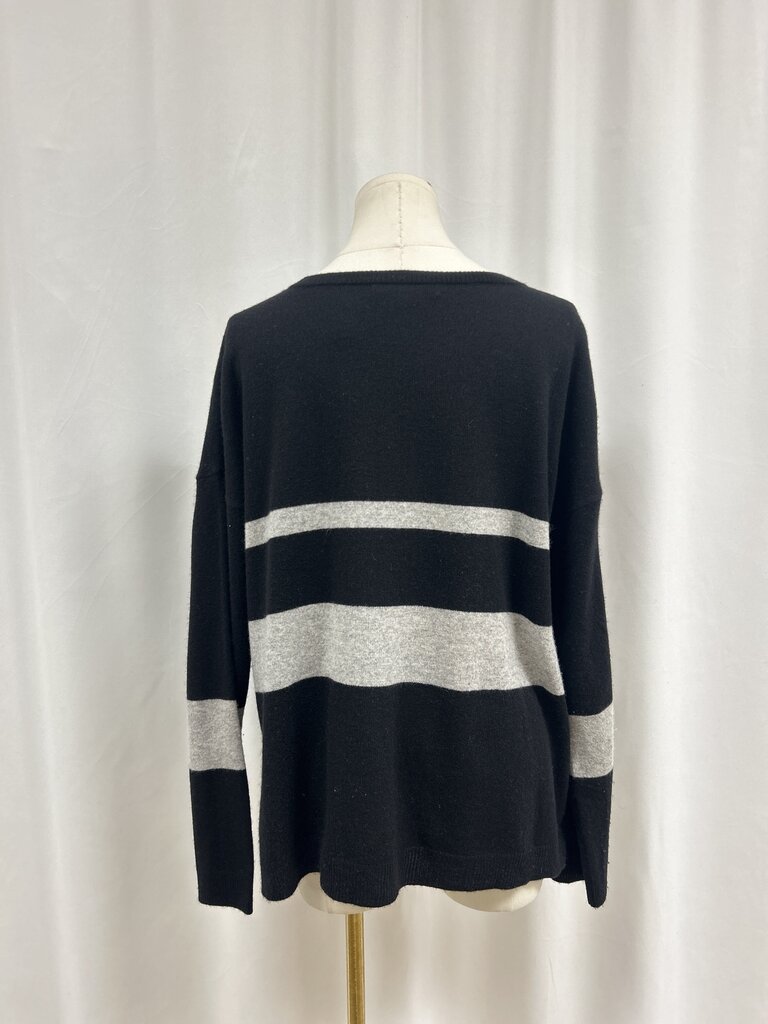 The Cashmere Project Black Striped Crewneck