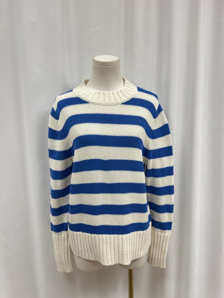 Kule Blue and White Striped Crewneck