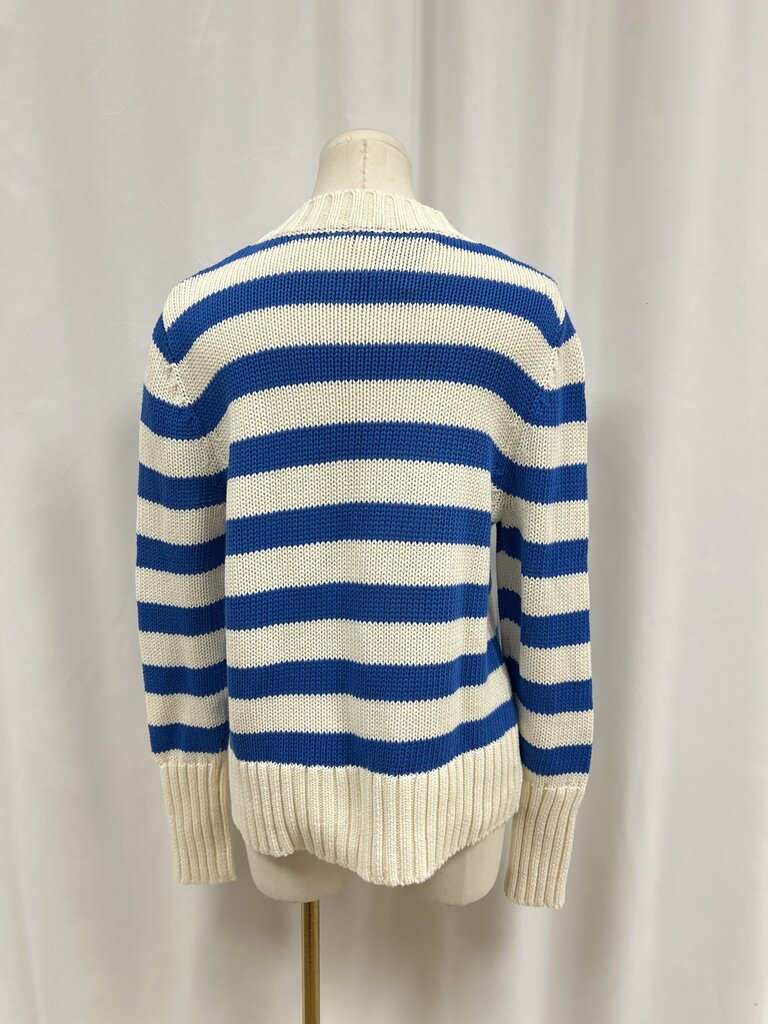 Kule Blue and White Striped Crewneck