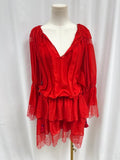 Roberto Cavalli Red Silk Cinched Dress