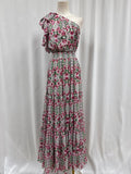 Misa Pink Floral One Shoulder Maxi Dress