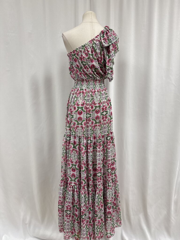 Misa Pink Floral One Shoulder Maxi Dress