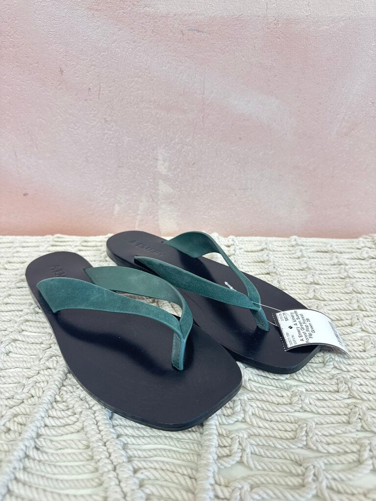 A Emery Forest Green Suede Flip Flop