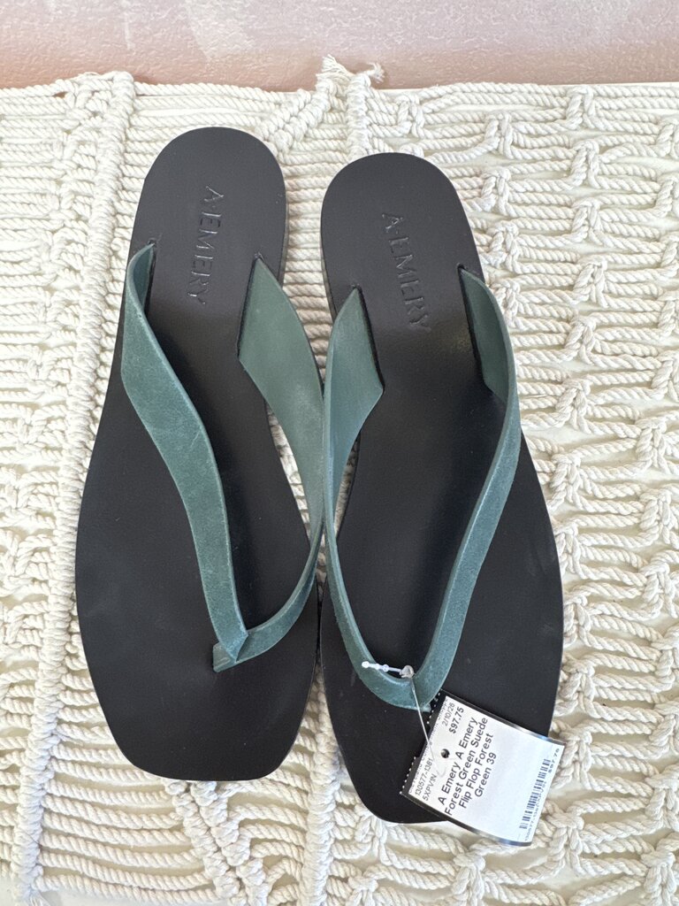 A Emery Forest Green Suede Flip Flop
