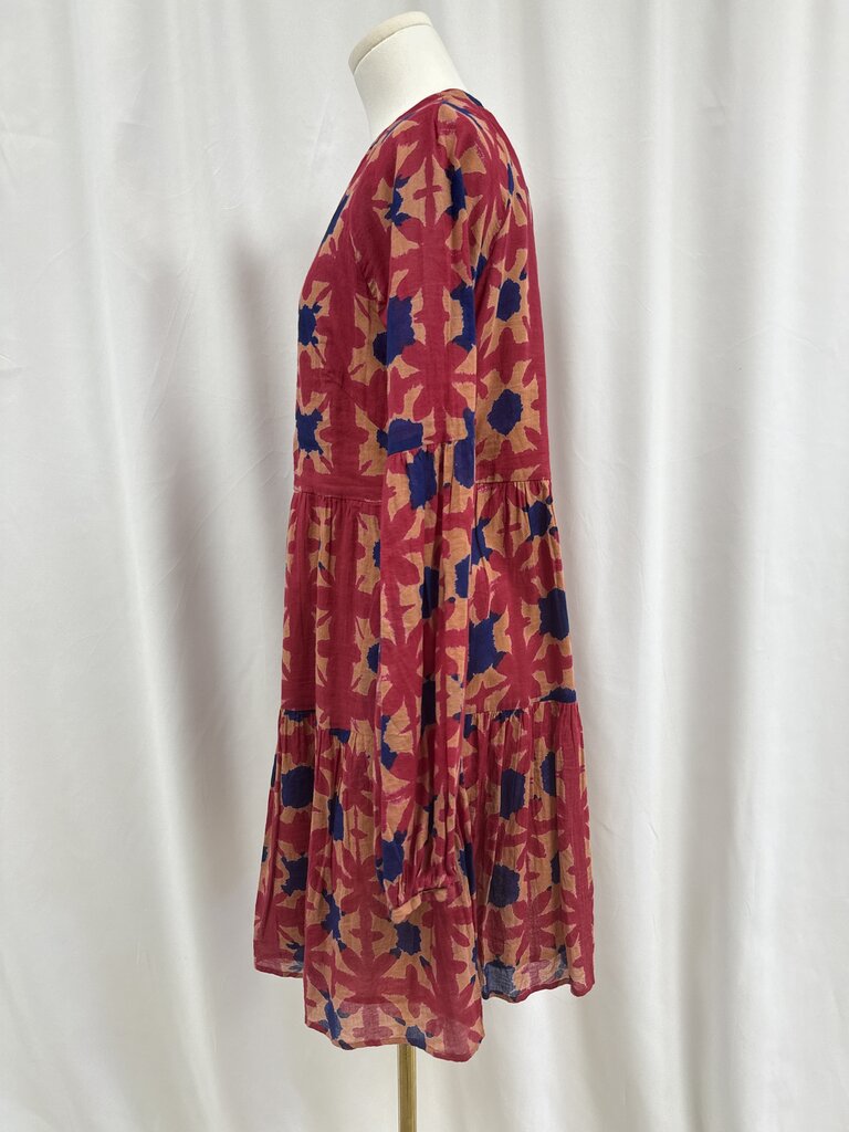 Banjanan Red Printed Midi Dress