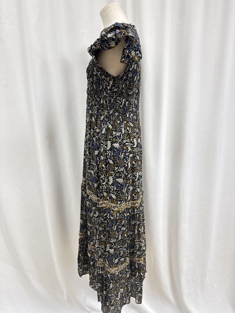 Sea New York Black Floral Smocked Maxi Dress