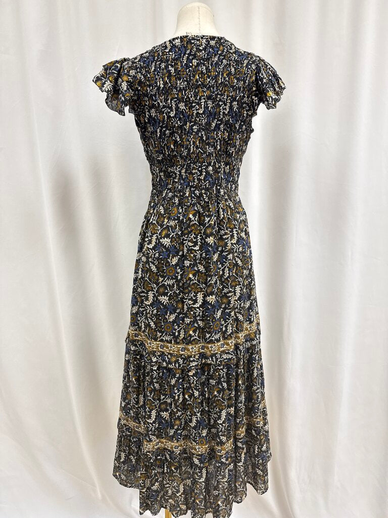 Sea New York Black Floral Smocked Maxi Dress