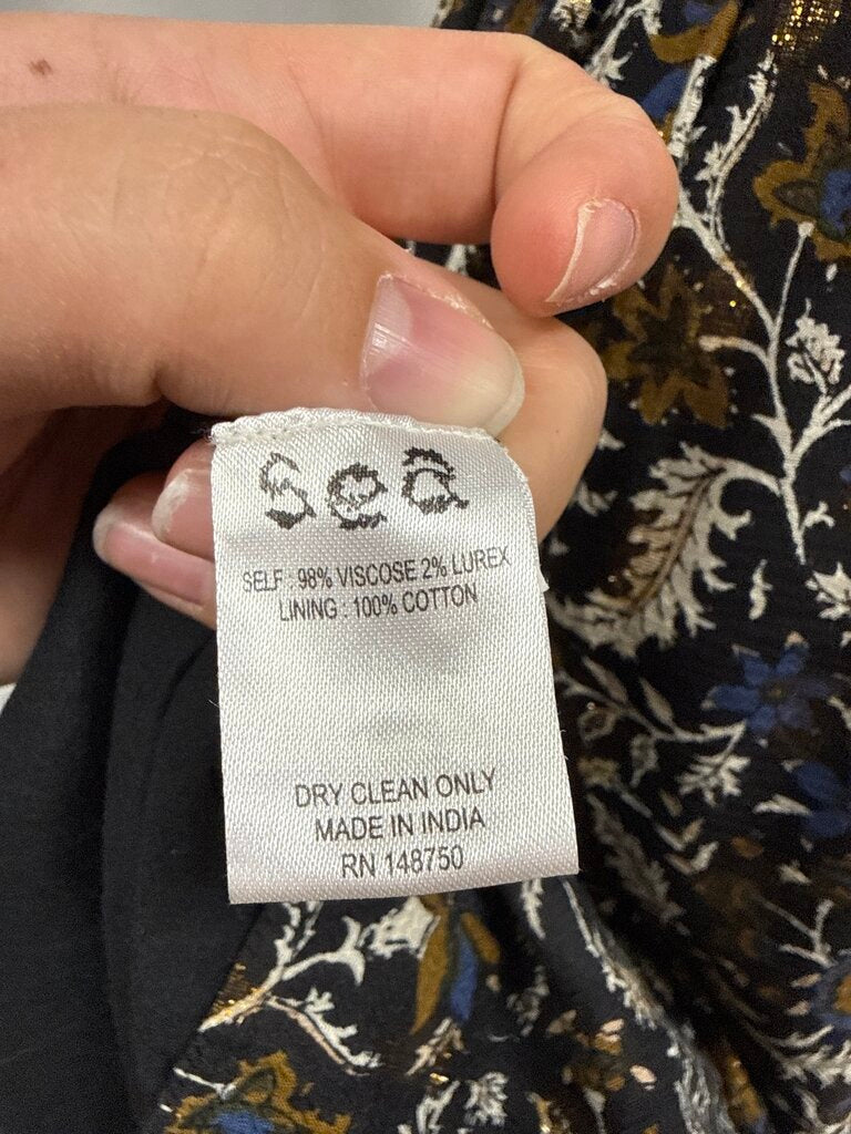 Sea New York Black Floral Smocked Maxi Dress