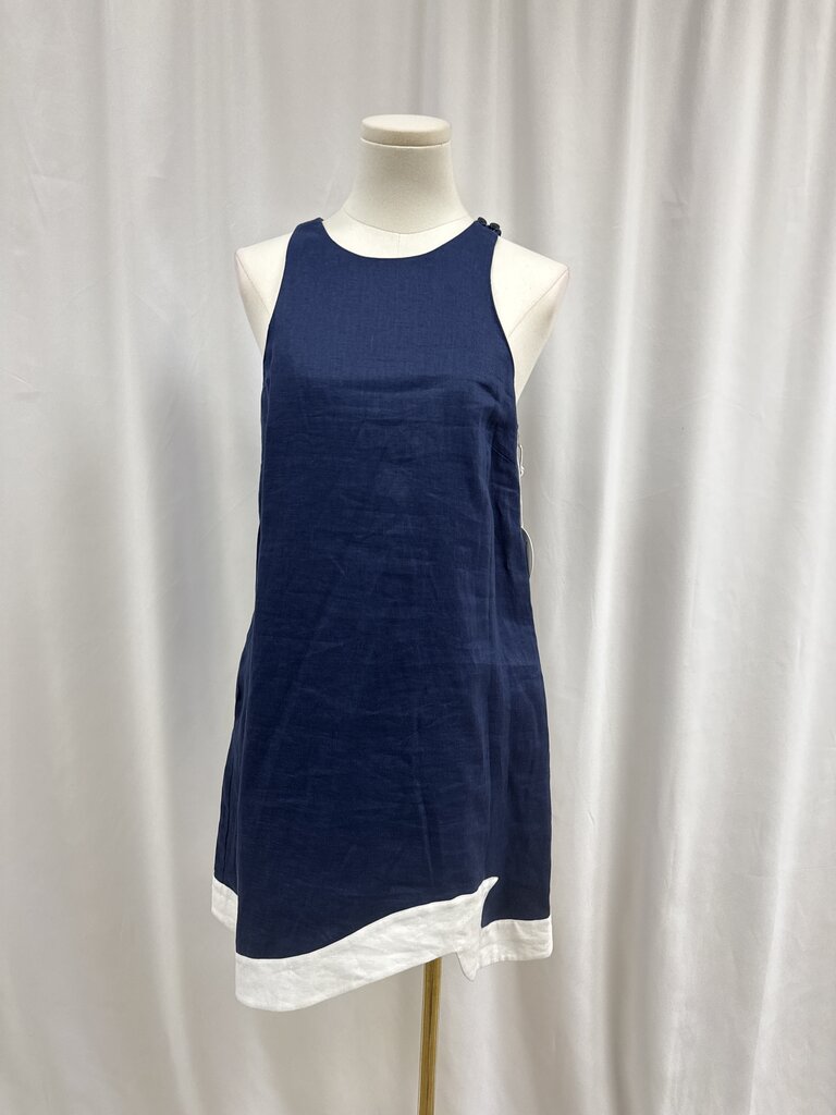 Staud Navy and White Linen Dress NWT